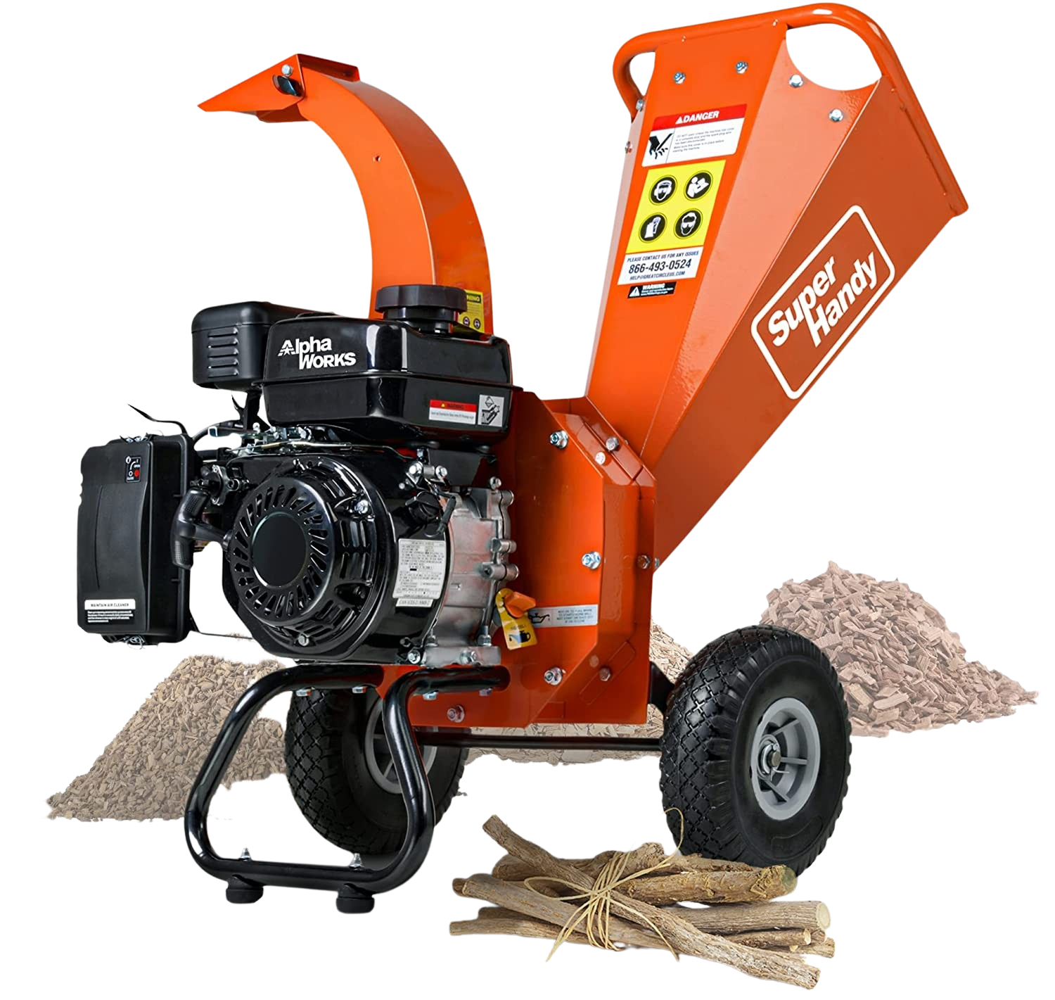 Super Handy GUO035 7HP Compact Design 3 Inch Max Capacity Wood Chipper Shredder Mulcher New