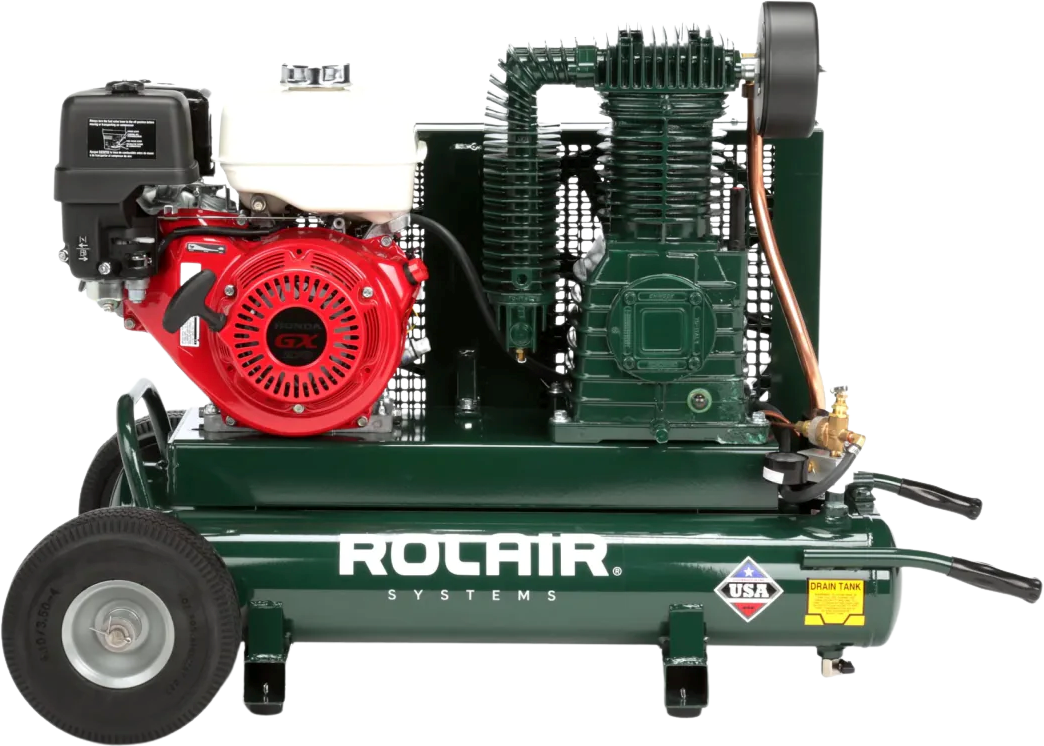 Rolair 8422HK30 Air Compressor Wheelbarrow 9 gal. Gas 9 HP Honda GX270 Engine Two-Stage Pump Manufacturer RFB