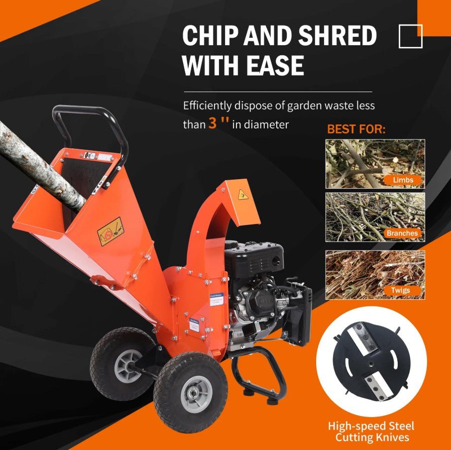 EFCUT C30 LITE Wood Chipper 3" Horizontal 7HP 212cc 4-stroke Gas-Powered 15:1 Reduction Ratio New